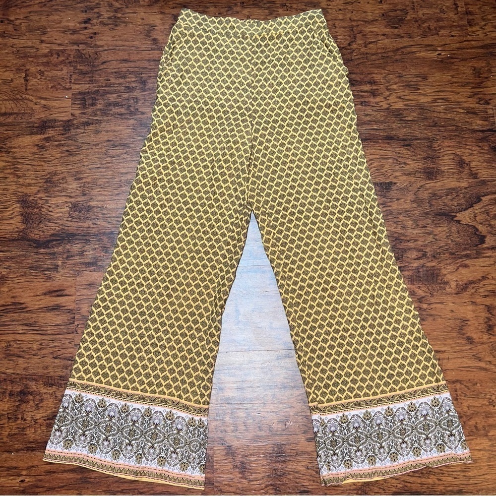 Womens Sz 6 Boho Wide Leg Pants Floral Lightweight Elastic Waist Pockets Casual - Picture 4 of 10